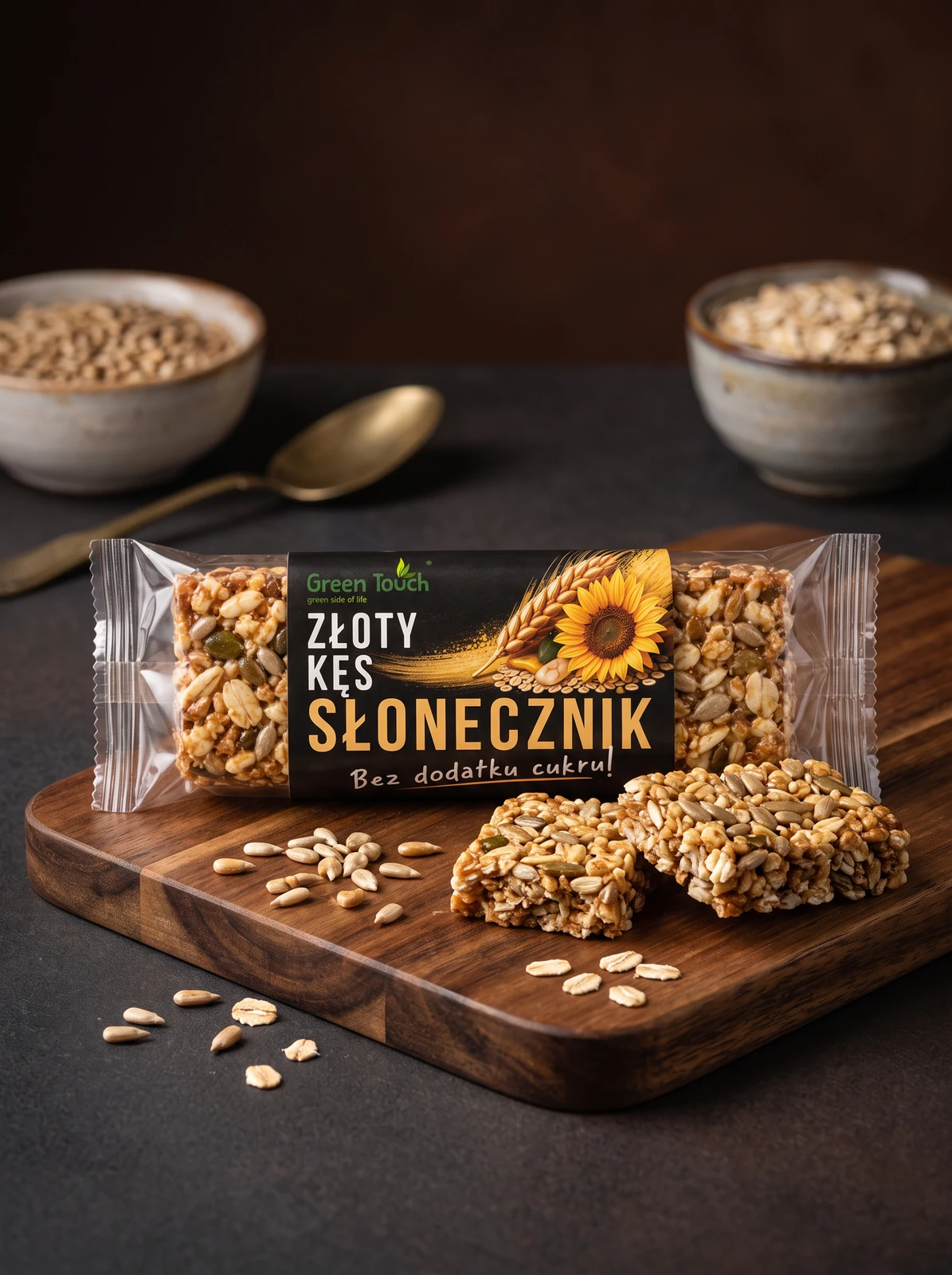 Aranżacja produktu — Złoty Kęs Słonecznik - baton zbożowy 45 g - Green Touch