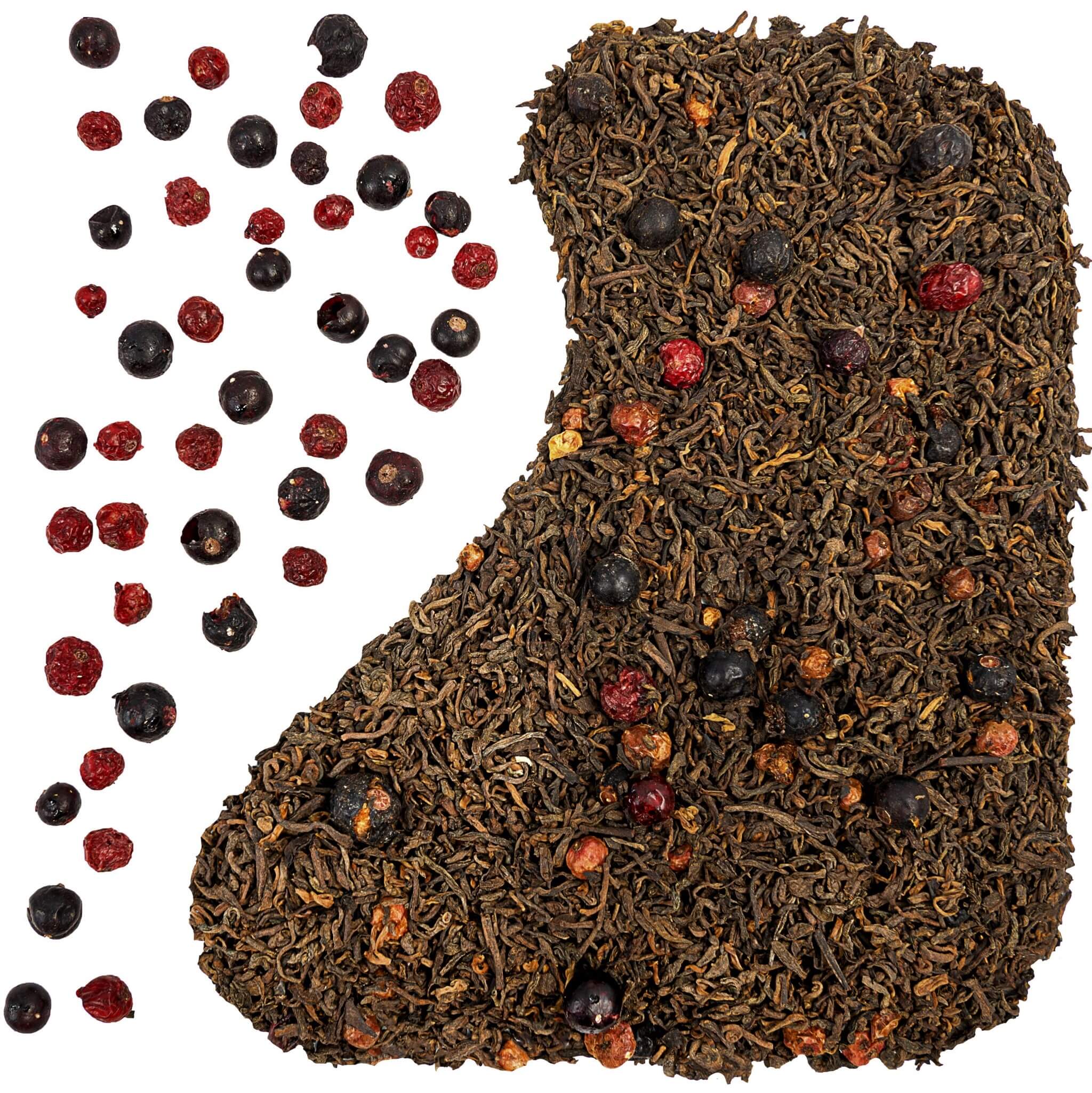 Pu-Erh Porzeczkowy 50 g herbata czerwona liściasta porzeczkowa z czarną i czerwoną porzeczką (1)